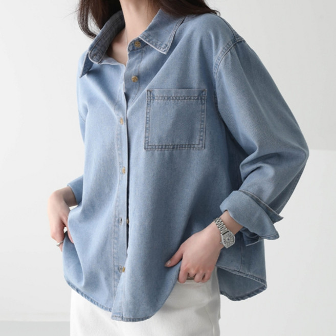 피핀 여성용 논페이드 데일리 데님 셔츠 #49687