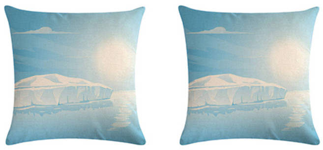 아이스아이스 빙산의 일각 빙하 일러스트 홈 쿠션 커버 2p