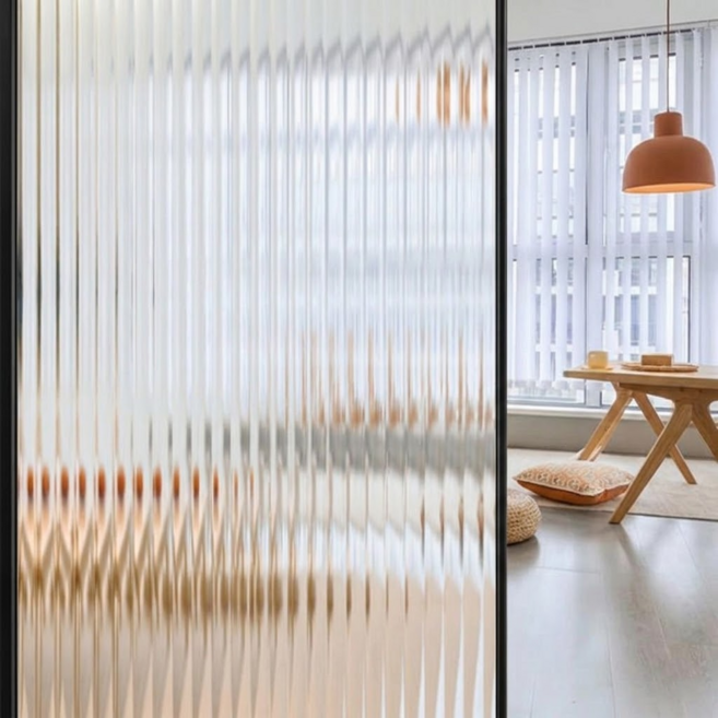 ROI라이프 반투명 무광 창문 시트지 PVC 정전기식, 와이드 롱 스트라이프