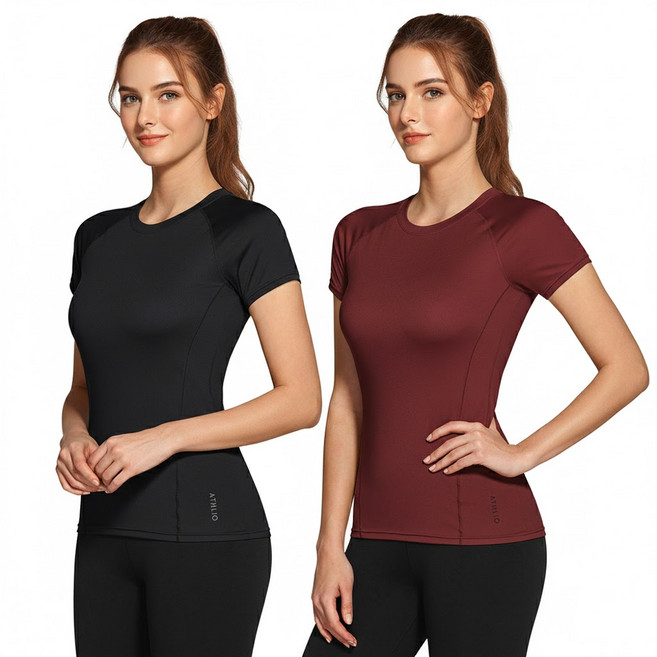 애슬리오 여성용 기능성 반팔 티셔츠 2p