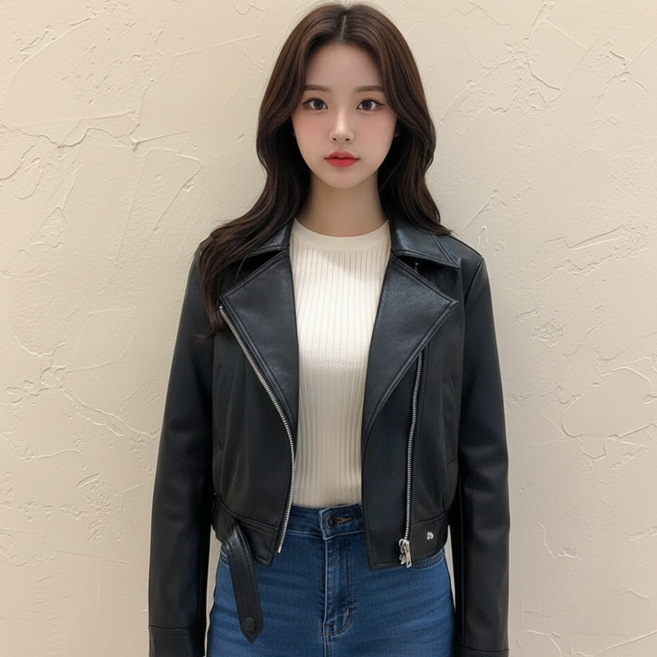 MARKETPIA 女款春秋皮革夾克