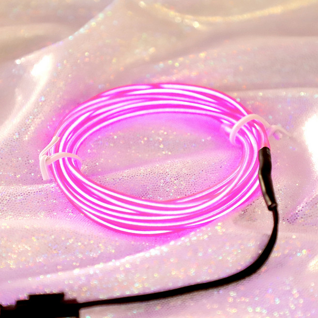 비에이비오 건전지형 EL 와이어 네온 조명, 핑크, 1개