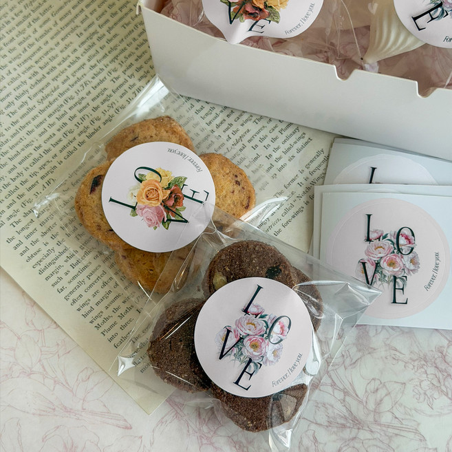 베스트팩 러브인블룸 꽃 감사 원형 스티커 2종 x 20p 세트, 카네이션, 로즈, 1세트