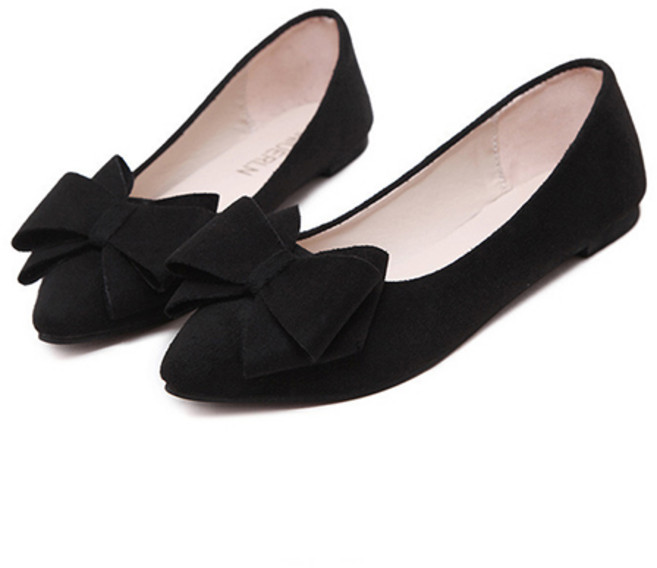 풍성한 리본 스웨이드 단화 여성 플랫슈즈