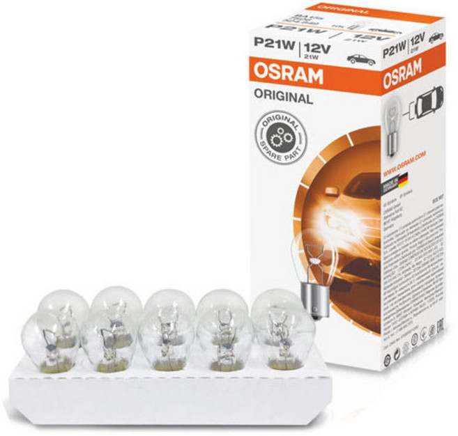오스람 시그널 전구 브레이크등 싱글, 10개, P21W