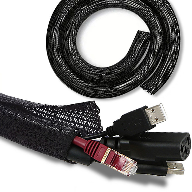 엔더 매직 케이블 선정리 전선 보호 튜브, 1개, 블랙