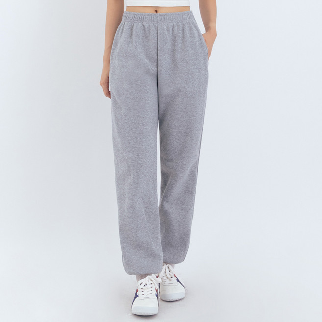 엘쏘 여성용 따뜻한 기모안감 스트레이트 밴딩 조거 팬츠