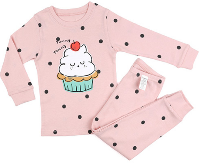 메이키즈 여아용 스몰 케이크 오가닉 30수 후라이스 실내복 상하의 세트