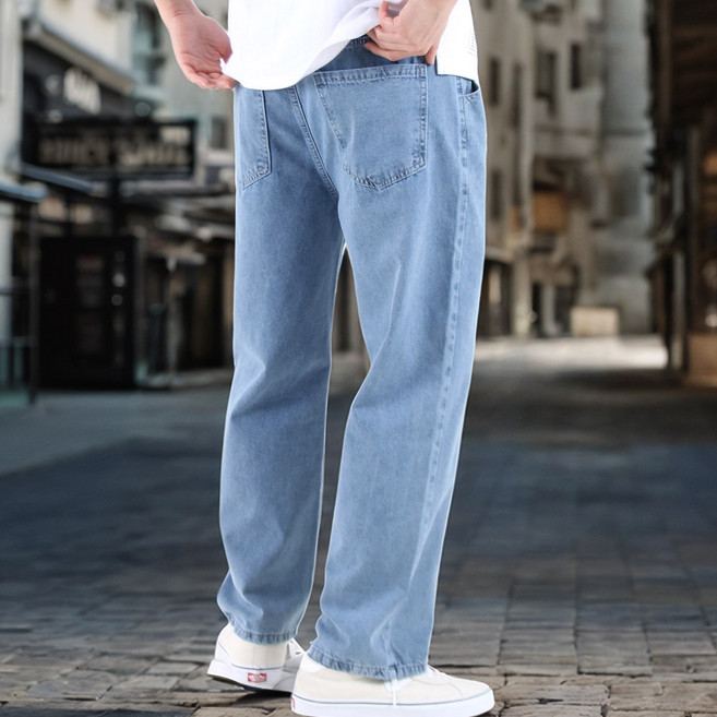 남성용 시원한 와이드핏 스판 워싱 밴딩 청바지 ND94