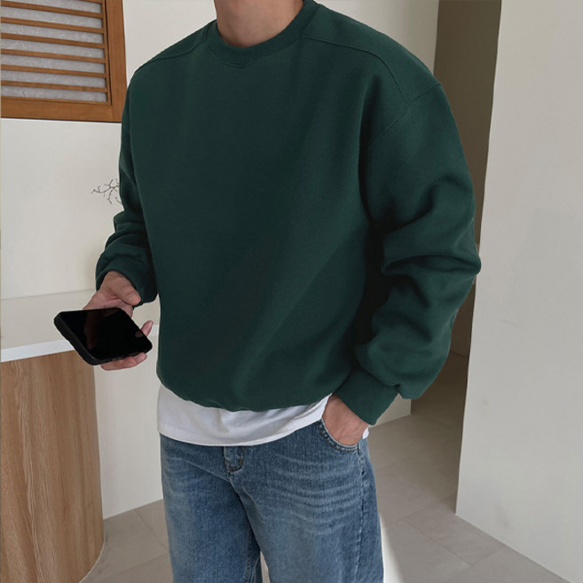 조군샵 남성용 빅사이즈 소프트 웜 절개 기모 맨투맨 JG1972