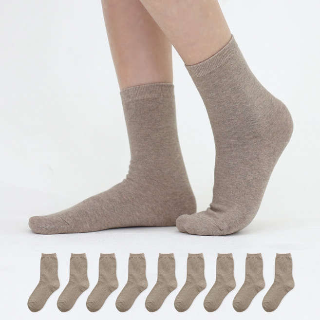 투투삭스 여성용 롱 베이직 중목 양말 10켤레