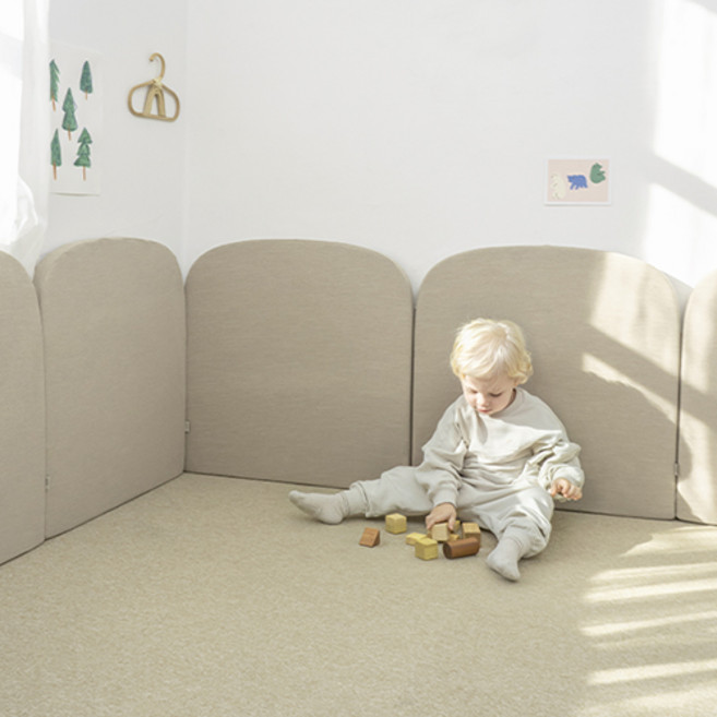 알집매트 라운드 벽매트 3p, 베이지, 3개