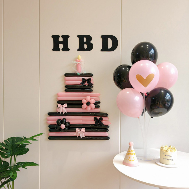 피앤비유니티 HBD DIY 요술풍선 케이크 풀 세트, 08 블랙핑크, 1세트