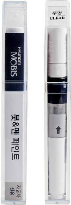 HYUNDAI MOBIS 現代摩比斯 正廠筆刷兩用汽車補漆筆 顏色 + 透明套組, 亞馬遜灰, 1套