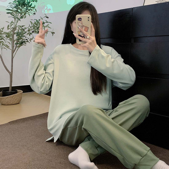 2Estar 女款時尚素色居家服睡衣上下套裝