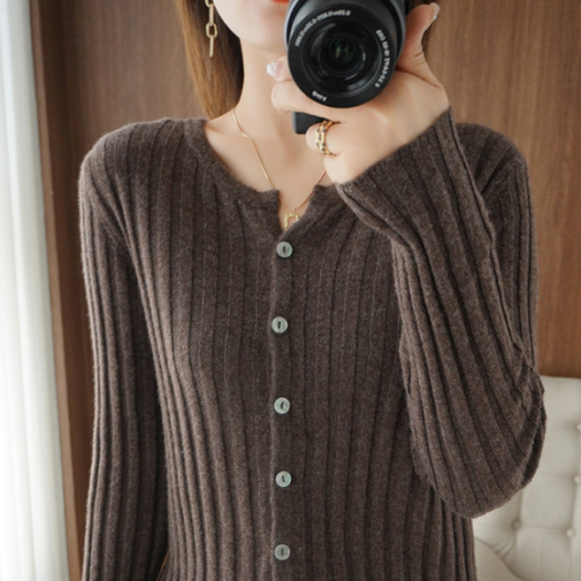 솔레일 여성용 데일리 라운드넥 컬러 골지가디건