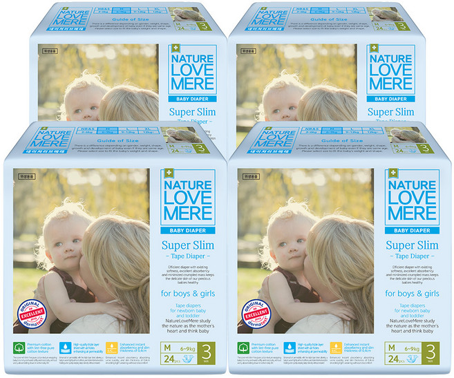 네이쳐러브메레 슈퍼슬림 밴드형 기저귀 남여공용, 중형(M), 96매