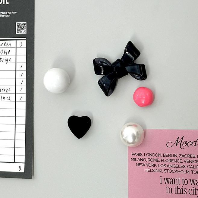 데미무드 폴인럽 마그넷 5종 세트, 블랙 + 핑크