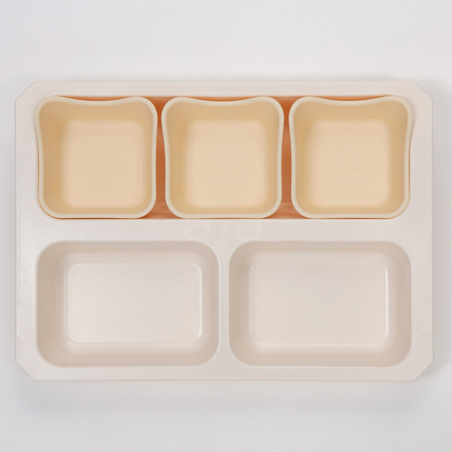 아띠홈 쁘띠캣 유아식판 세트, 버터, 1세트, 트레이 + 반찬볼 3p