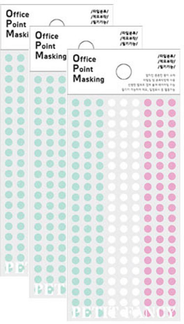 쁘띠팬시 오피스 포인트 마스킹 스티커 OPM-M306A, 민트 + 화이트 + 핑크, 3개