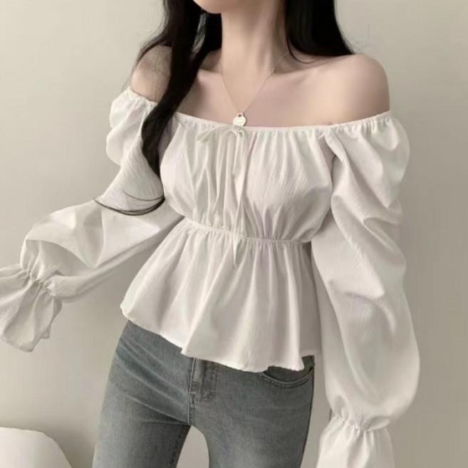 피어니스트 여성용 스위트 오프숄더 리본 블라우스
