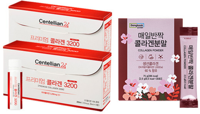 동국제약 센텔리안 24 프리미엄 콜라겐 3200 2p + 매일반짝 콜라겐 분말 세트, 560ml, 1세트