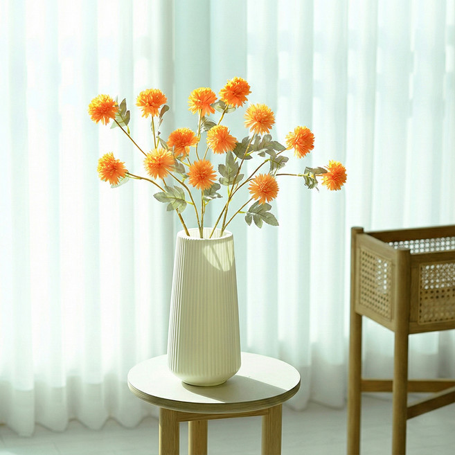 아르띠콜로 조화 스틱 퐁퐁국화, 오렌지, 5개