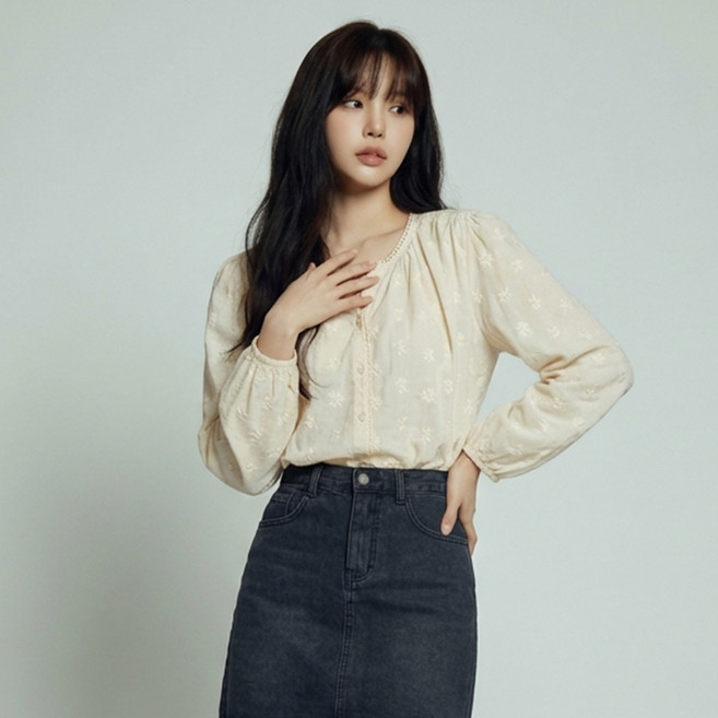 Paperments Ere 花朵氣球袖襯衫 13896