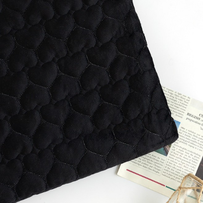 하트 조이 누빔 4온스 부드러운 극세사 홈패션 원단, 블랙, 1개