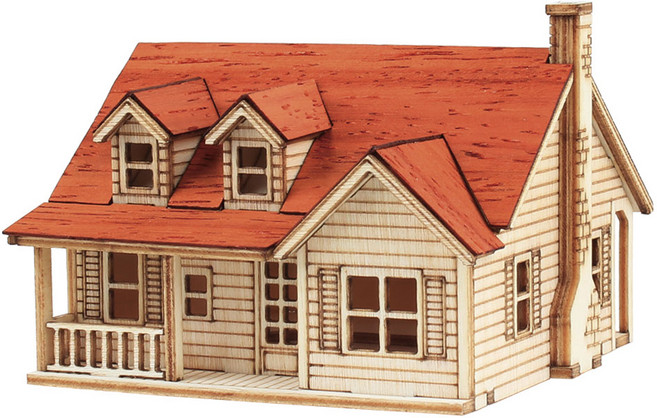 영공방 미니 웨스턴 하우스 2 입체퍼즐, 4피스, YM559, 1세트