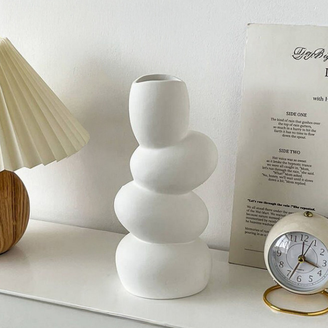 미르노아 조약돌 세라믹 화병 MMM3504, 화이트