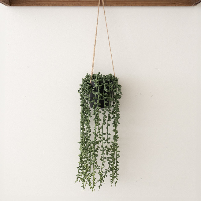 플라우스302 조화 콩난바인 행잉 화분 45cm, 1개