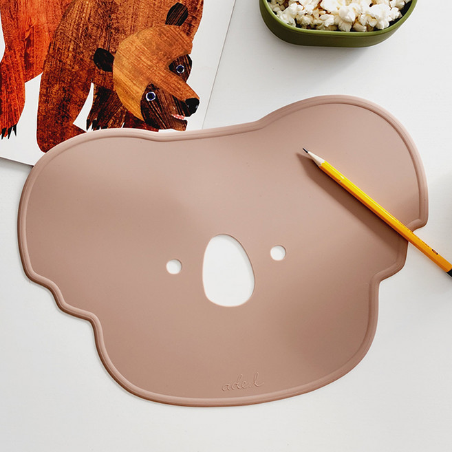 에이드엘 펀칭 코알라 실리콘 테이블 매트, 브릭레드, W 348mm x D 247mm x 두께 1.8mm