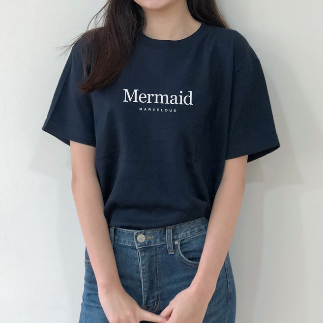 험블스튜디오 여성용 머메이드 레터링 20수 면 반팔티 KK_112_086
