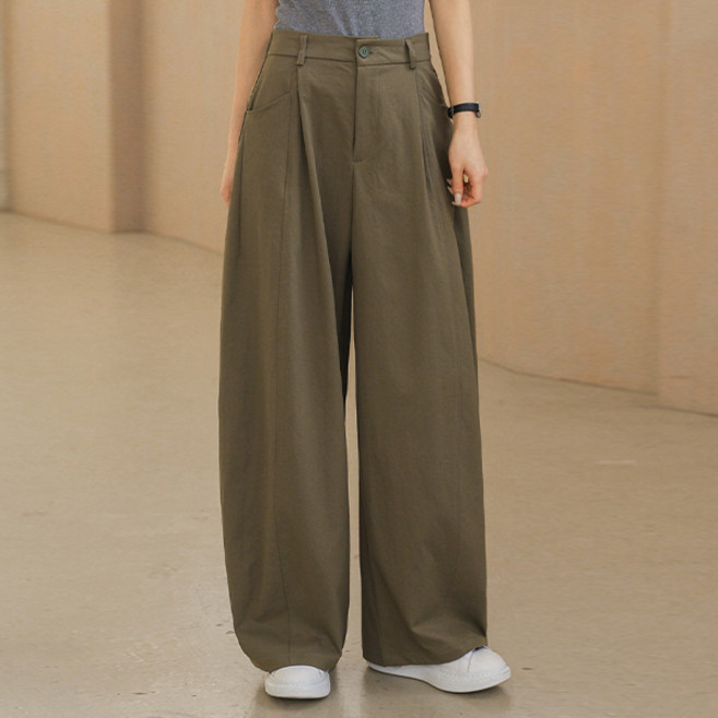 시크폭스 여성용 르누 핀턱 뒷밴딩 커브드 팬츠 61PT1505