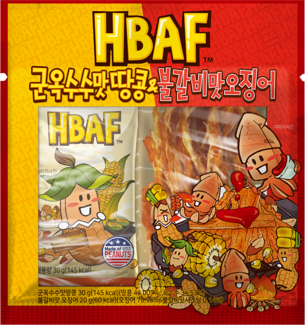 바프 군옥수수맛 땅콩 앤 불갈비맛오징어, 1세트