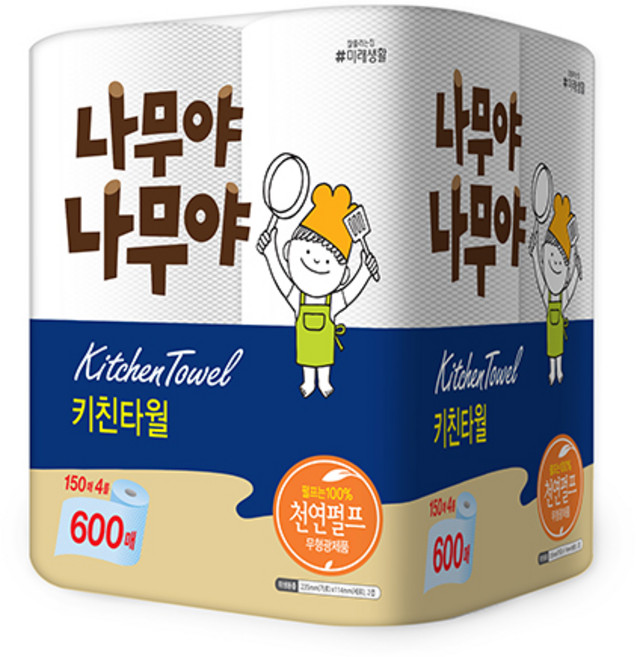 나무야나무야 천연펄프 키친타올, 150매, 4개