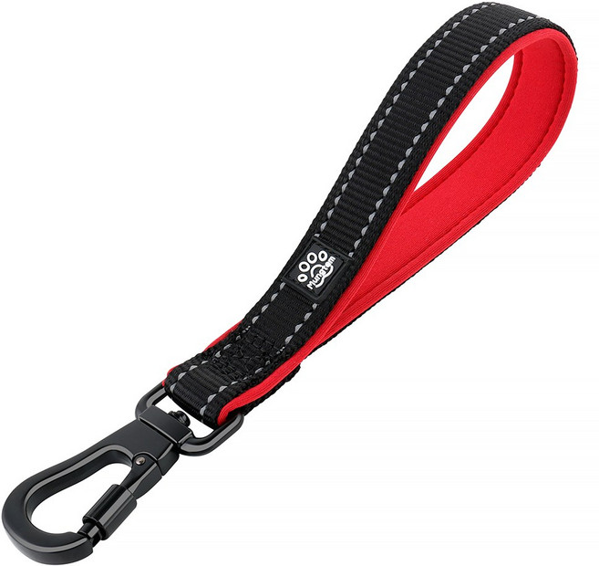 멍템 강철고리 숏 리드줄, 블랙, 1개