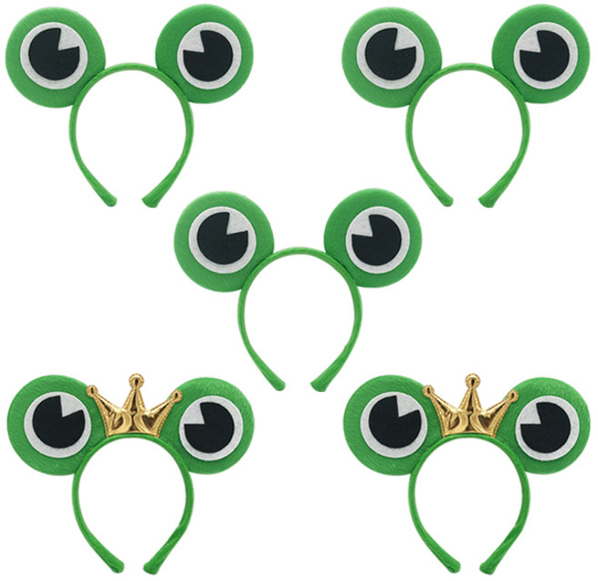 리빙다 일반 개구리 머리띠 3p + 왕관 개구리 머리띠 2p 세트, 혼합색상, 1세트