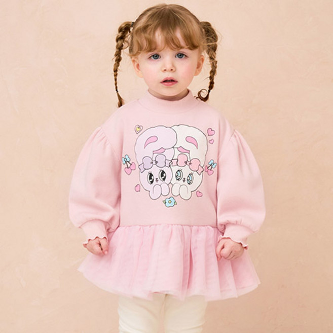 밀크마일 여아용 에스더버니 트윈체리샤샤 보온 티셔츠