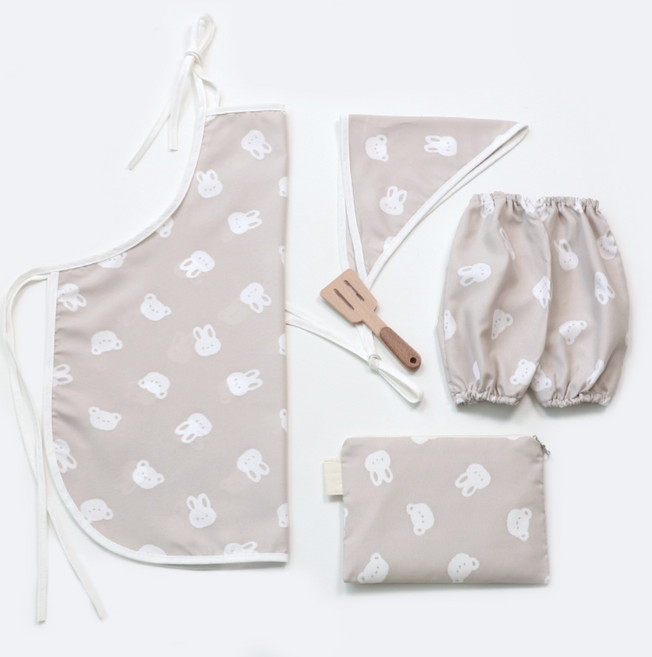 세맘스 아동용 버니베어 앞치마 + 두건 + 토시 + 파우치 세트