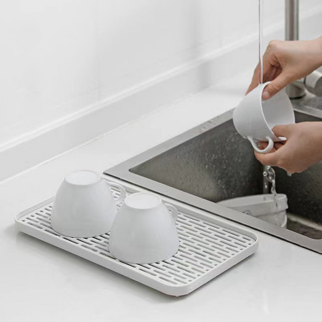 존글로벌 다용도 건조 트레이 컵 그릇 식기 건조대 작은 트레이, 1단, 화이트, 1개