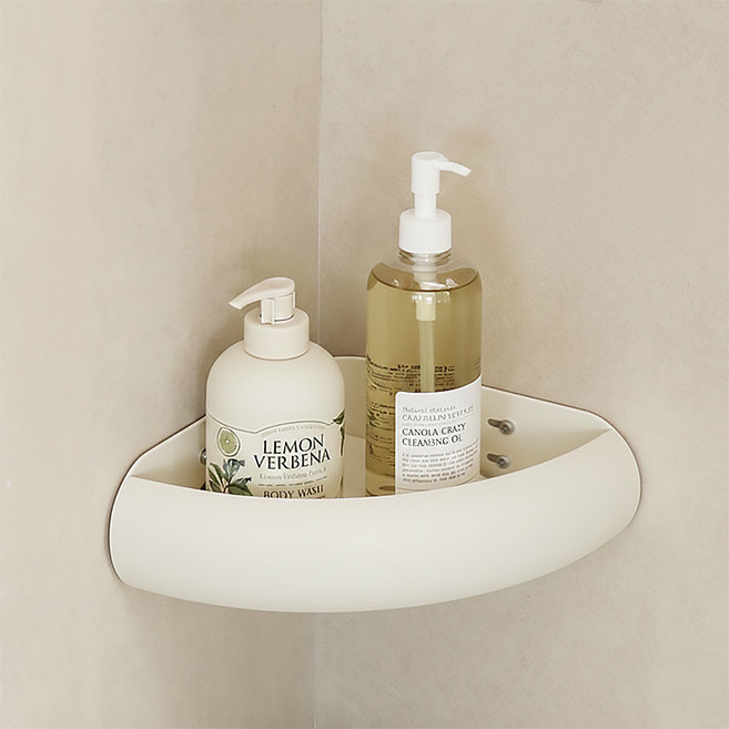 달팽이리빙 메종치비네 몽글몽글 무타공 욕실 코너선반, 크림화이트, 1개