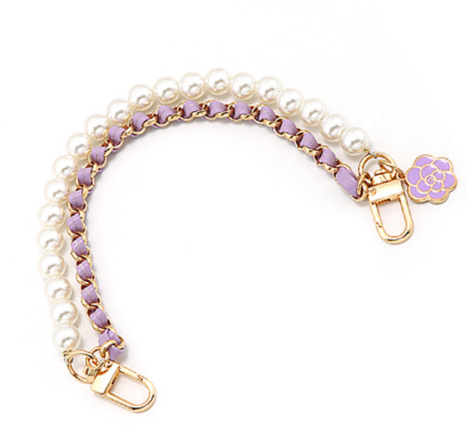 워너프 체인 진주 투 링 홀더 휴대폰 스트랩 키링 고리, 라벤더, 1개