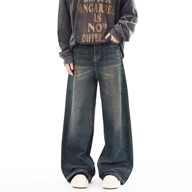 더플로우커머스 남성용 플로우폼 더스트 트레일 와이드 데님 팬츠