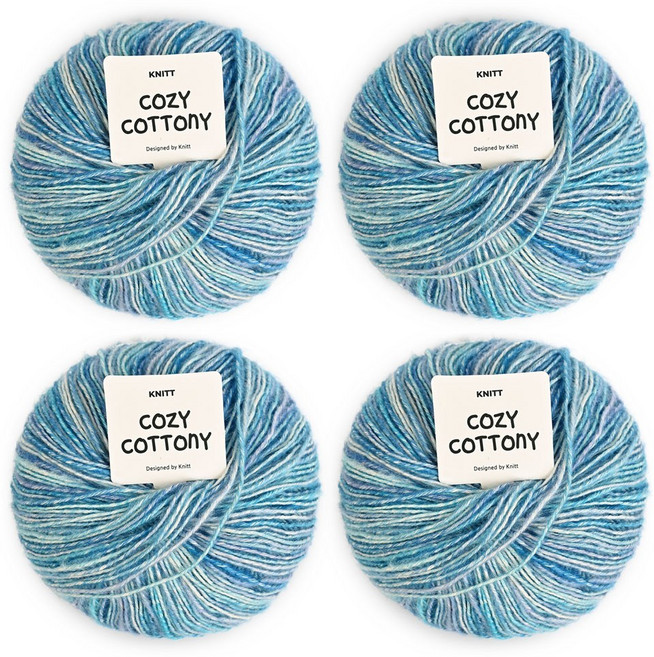 Knitt Cozy Cottony針織線 50g, 4個, 09 Cool Blue