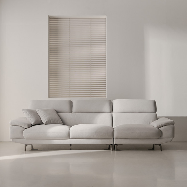 웰퍼니쳐 타엔 무빙헤드 코모도 패브릭 4인용 소파 + 쿠션 2p 세트 방문설치, 라이트 그레이