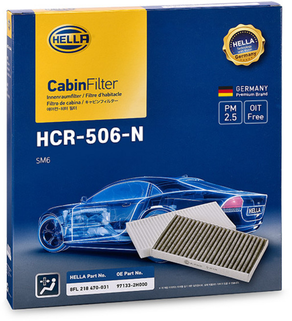 헬라 SM6 에어컨 필터, HCR-506-N, 1개