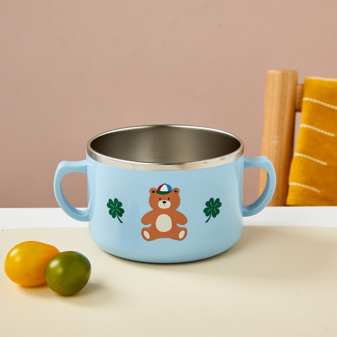 모던하우스 이중스텐 논슬립 럭키베어 깊은면기 17.5cm, 혼합색상, 1개