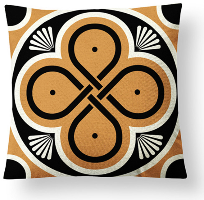 홈플로우 레트로 보헤미안 기하학 패턴 솜미포함 쿠션커버